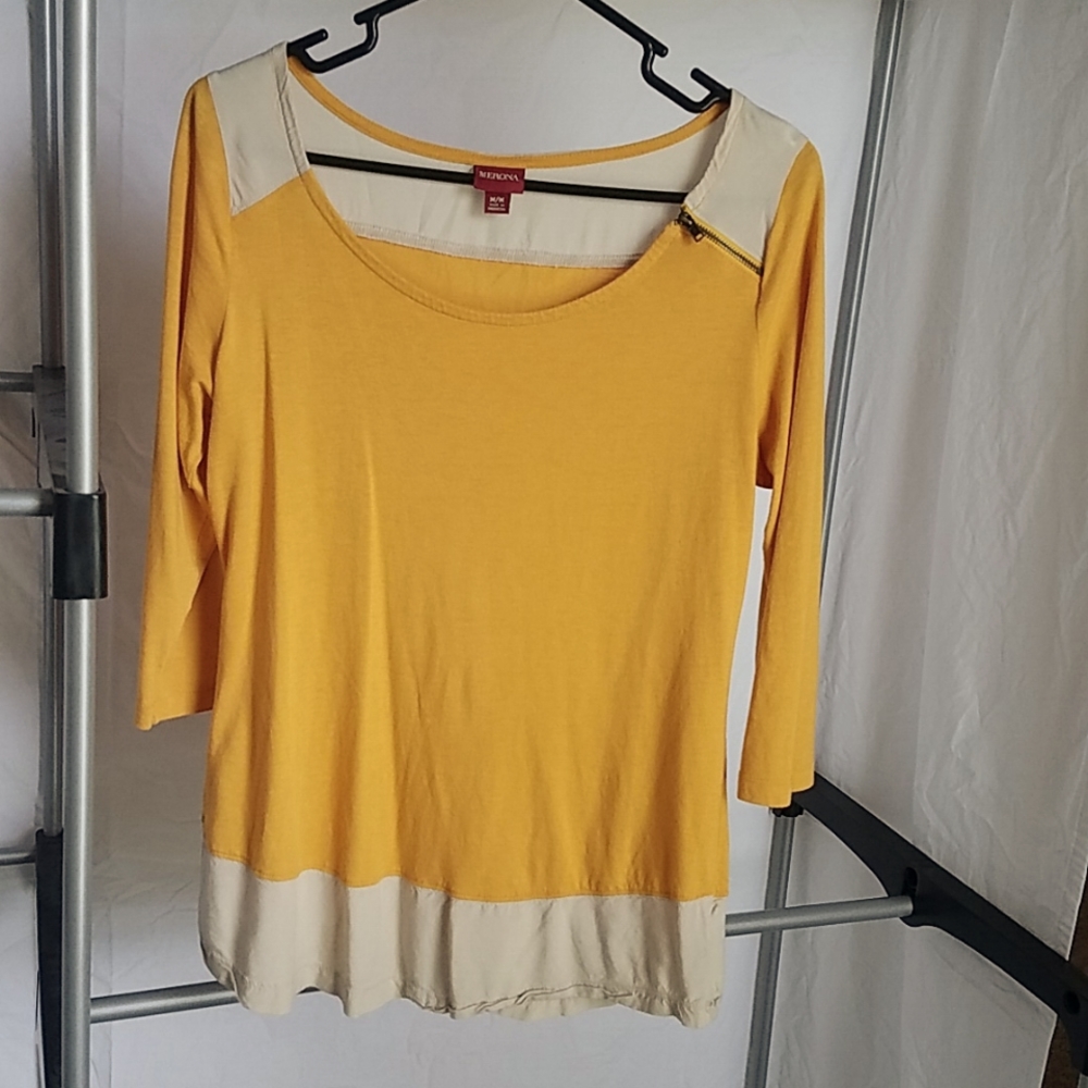Yellow Merona 3/4 sleeve shirt, medium